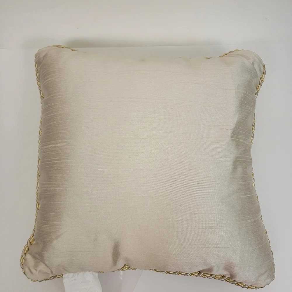 New Kensington Gatsby Cream Gold Damask Accent Pillow with Corded Trim